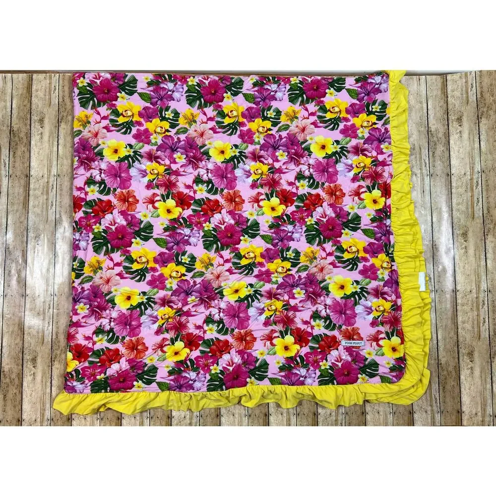 Posh Peanut Malana Luxe Patoo Bamboo Blanket Tropical Hibiscus 60x60